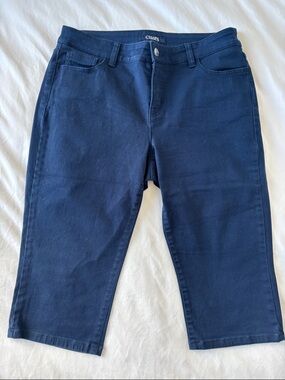 Chaps Navy Crop Pull-On Capri Jeans